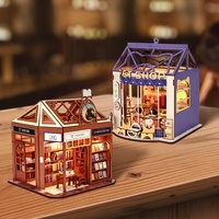 IIECREATE Kit de puzzle 3D en bois miniature pour librairie, K-1073, éducatif, échelle 1:24, maison de poupée