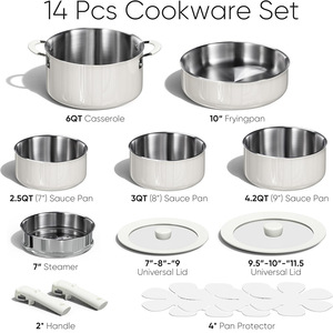 Juego de Utensilios de Cocina de Acero Inoxidable de Tres Capas, 13 Piezas, Mango Desmontable, Apto para Horno y Lavavajillas - Product Image 2
