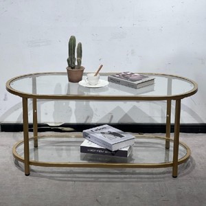 Mesa de centro de vidrio templado simple y moderna, adecuada para apartamentos pequeños y salas de estar, mesa de té de dos niveles, para hotel - Product Image 1