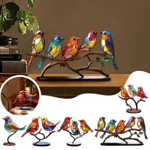 Home Garden Decorative Outdoor Statues Sculptures Miniatures Ornaments Metal Hummingbird Bird Artwork Decor