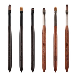 Nuevo Set de 6 Pinceles de Manicura con Mango de Sándalo, Cortos, Redondos y Cuadrados, para Base, Gel UV, Diseño de <span class=keywords><strong>Uñas</strong></span> Largas y Degradados - Product Image 6