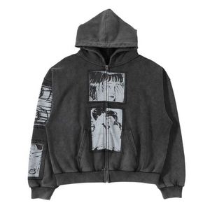 Custom Oversized Zip up Hoodie Hombres Vintage Heavyweight Zip up Hoodie - Product Image 1