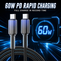 Câble USB C vers USB C à charge rapide 60W PD, câble de données tressé en nylon dégradé cristallin pour MacBook, iPad, Samsung, Xiaomi, port Type-C