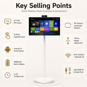 Téléviseur intelligent portable à écran tactile 27 pouces avec support, Android 13, tactile 10 points, Wi-Fi double bande pour usage domestique - Product Image 2