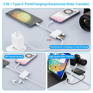 Thiết Kế Di Động USB C Ánh Sáng Để Đầu Đọc Thẻ <span class=keywords><strong>SD</strong></span> Nữ OTG Cổng Kép 4-Trong-1 Bộ Chuyển Đổi Thẻ Nhớ Với Sạc Nhanh - Product Image 4