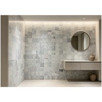 Mosaïque de marbre blanc gris naturel, résistante à l'eau et aux intempéries, brossée et polie, pour piscines et murs