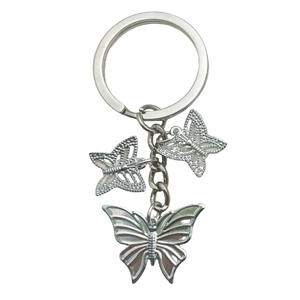 Mignon métal fer feuille creux papillon porte-clés bricolage à la main voiture clé Charins pour femmes hommes amitié bijoux cadeaux - Product Image 1