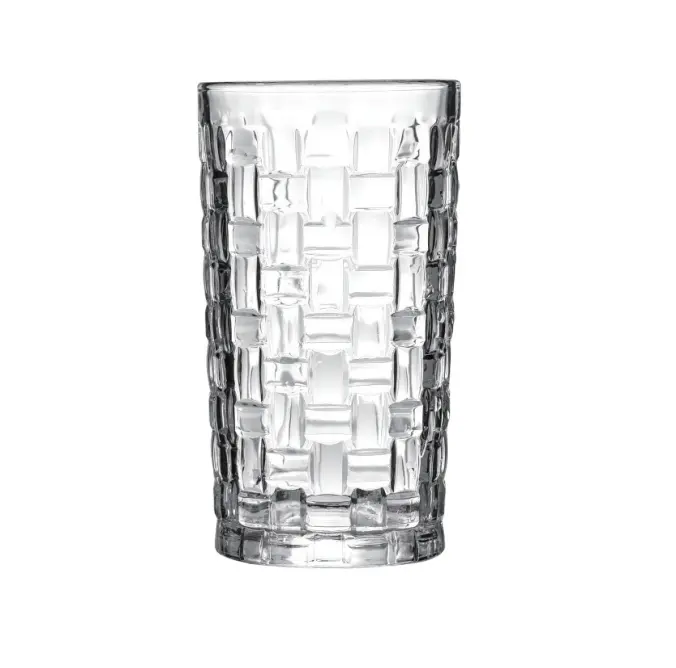 10 once di tessuto di Design alto sottile per bere bicchiere brodo senza piombo 290ml goffratura intrecciata alta palla tazza di vetro bevande succo di whisky