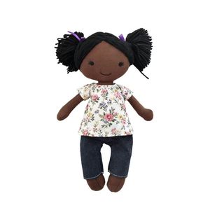 دمية قماشية سوداء لطيفة بطول 35 سم للفتيات، لعبة صغيرة قابلة للتخصيص مع ملابس منقطة، دمية أطفال ناعمة محشوة 100% بقطن البولي بروبيلين - Product Image 4