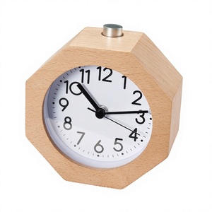 Reloj Despertador Luminoso Creativo Redondo de Madera de Haya, Reloj de Madera Simple para Personas Perezosas, Reloj de Oficina y Dormitorio con Función de Repetición, Regalo Retro de Moda - Product Image 1