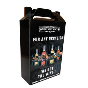 Custom cardboard 2 bottle wine beer packaging carton box with handle