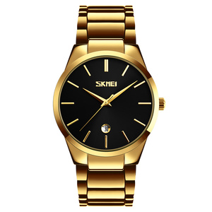 <span class=keywords><strong>SKMEI</strong></span> <span class=keywords><strong>9140</strong></span> montre d'affaires pour hommes bande en acier inoxydable étanche analogique Quartz minimaliste calendrier Design mode Style décontracté - Product Image 2