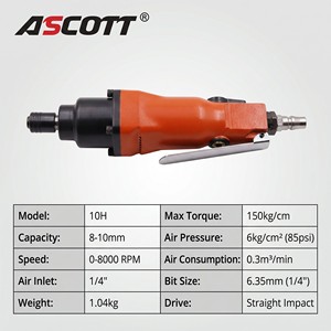 Avvitatore Pneumatico a Impatto Regolabile 10H 8000RPM con Cuscinetto d'Aria per Avvitare Viti M8-M10, Cacciavite Pneumatico Rettilineo Reversibile - Product Image 2
