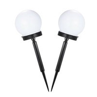 Lampe de jardin solaire classique à LED en forme de boule ondulée, petite, à piquet, 10 cm, blanche, IP55, à commande inductive, en métal
