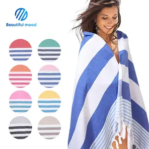 High quality Peshtemal custom 100*180cm 200gsm cotton turkish beach towel