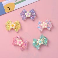 Breloques plates en résine à dos plat, mignonnes, transparentes, à paillettes et sequins, avec nœuds et cabochons floraux, pour la création de coques de téléphone DIY et d'épingles à cheveux