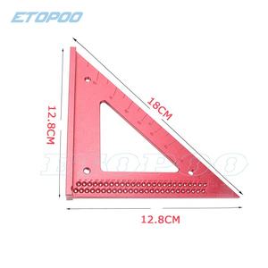 Règle triangulaire de précision en alliage d'aluminium métrique pour le travail du bois Règle de mesure pour menuisiers Trou carré Positionnement Scriber - Product Image 4