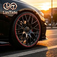 Jantes forgées multi-rayons Y satinées noires avec liseré rouge pour la modification de voitures de performance