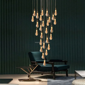 Lustre élégant en cristal en forme de goutte de pluie à suspendre verticalement <span class=keywords><strong>pour</strong></span> escalier, atrium, vestibule - Product Image 3