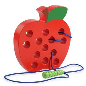 Juguete de <span class=keywords><strong>madera</strong></span> Montessori de fábrica para niños, juego de enhebrado, <span class=keywords><strong>gusano</strong></span> de insectos, comer fruta, manzana, pera, rompecabezas educativo de <span class=keywords><strong>madera</strong></span>, juguetes - Product Image 5