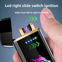 Briquet à double arc plasma DEBANG, briquet USB pour cigarettes, allumage par glissement, affichage de la puissance, rechargeable, briquet personnalisé, électrique, portable