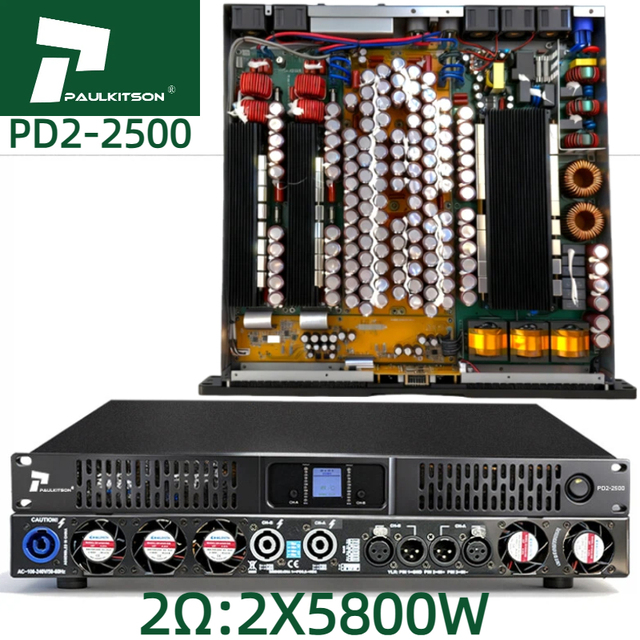 Paulkitson PD22500 2 Ohms Amplifiers 2X2500W Professional Audio Class D Power Amplifier 2 Channel Amplifiers Sound Equipment
