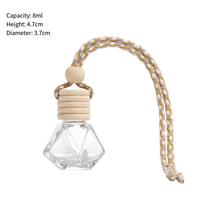 Prix usine vide 5ml 8ml 10ml bouteille de diffuseur suspendu en verre avec couvercle en bois bouteille de parfum désodorisant de voiture