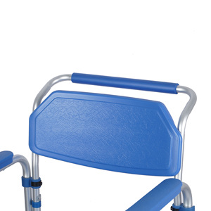 Chaise de toilette pliante bleue Qinda avec roulettes, portable, pour personnes âgées et handicapées - Product Image 3