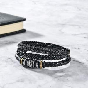 <span class=keywords><strong>Bracciale</strong></span> alla Moda per <span class=keywords><strong>Figlio</strong></span> o Marito, Regalo di Alta Qualità, <span class=keywords><strong>Bracciale</strong></span> Multistrato in Pelle con Chiusura Magnetica in Acciaio Inossidabile per Uomo - Product Image 3