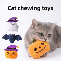 Jouet interactif pour chat en peluche douce fait main, thème Halloween (chauve-souris, fantôme, citrouille) pour l'auto-entretenement