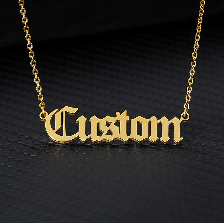 Custom Gold Silver Plated Stainless Steel Jewelry name logo zodiac initial statement anime women men Necklace