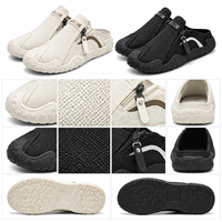 Chaussures mules pour hommes en tissu respirant, avec fermeture éclair latérale, à enfiler, bout fermé anti-collision, chaussures décontractées pour la marche quotidienne