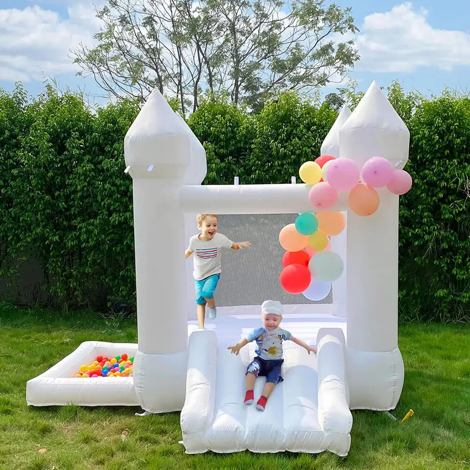 Groothandel Kinderen Air Bounce Huis Fabrikant Commerciële Opblaasbare Bouncy Wit Kasteel 13X13 Mini Bounce Huis Voor Kinderen