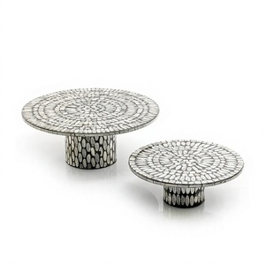 <b>Set</b> Of Two Different Size Cake Stand Wooden And Mother Of Pearl Work Cake Serving Stand At Wholesale Price - Product Image 1