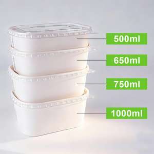 Contenants d'emballage écologiques biodégradables personnalisés, boîtes en papier carrées jetables de qualité alimentaire pour la restauration à emporter - Product Image 3