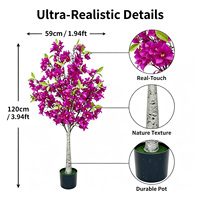 Bouganvillier Artificiel en Soie Imprimée Vibrante 120cm, Fleur en Papier en Pot Personnalisable pour Treillis de Jardin, Balcon, Décoration de Remise de Diplôme