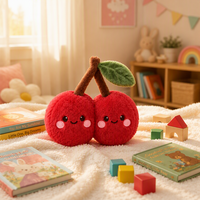 Jouet en peluche cerise, conception personnalisable OEM/ODM, poupée fruit en peluche, broderie, impression, étiquette tissée, faible MOQ, échantillonnage rapide