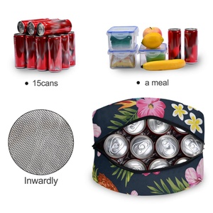Hawaiian Tropical Flowers Stylish Office Worker Lunch Bag Polyester Insulation Fashionable Outdoor Picnic Cooler Lunch Bag - Product Image 4