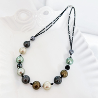 2024 à la mode hip-hop titane acier perle couture collier de perles noires pour hommes et femmes collier empilé