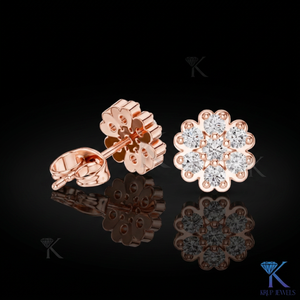 Lab Grown Diamond Flower Cluster <b>Stud</b> Earrings 14K 18K Solid Gold Round Brilliant Cut Floral Fine Women Jewellery Anniversary Gi - Product Image 2