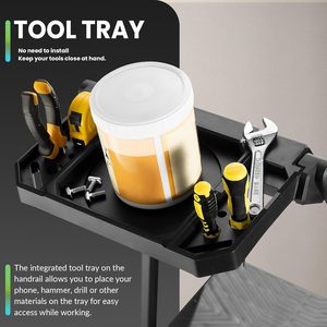 Heavy Duty Steel 5 <b>Step</b> Ladder Foldable <b>Handrail</b> Built-in Tool Tray Anti Slip Safety Ladder For Home Indoor - Product Image 3