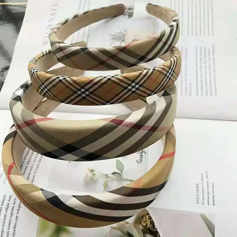 Großhandel Ins meisten Hot5CM und 3CM Schwamm Haarband B Marke Plaid Frauen Stirnband Trendy Girls Haarschmuck