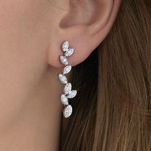 Orecchini a Goccia con Foglie per Donne, Gioielli Eleganti con Zirconi, Regalo Quotidiano Chic - Product Image 1