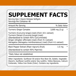 Private Label Turmeric Ginger Complex Softgels with Turmeric Extract Supports Immune Function Overall Health Wellness Softgels - Product Image 2