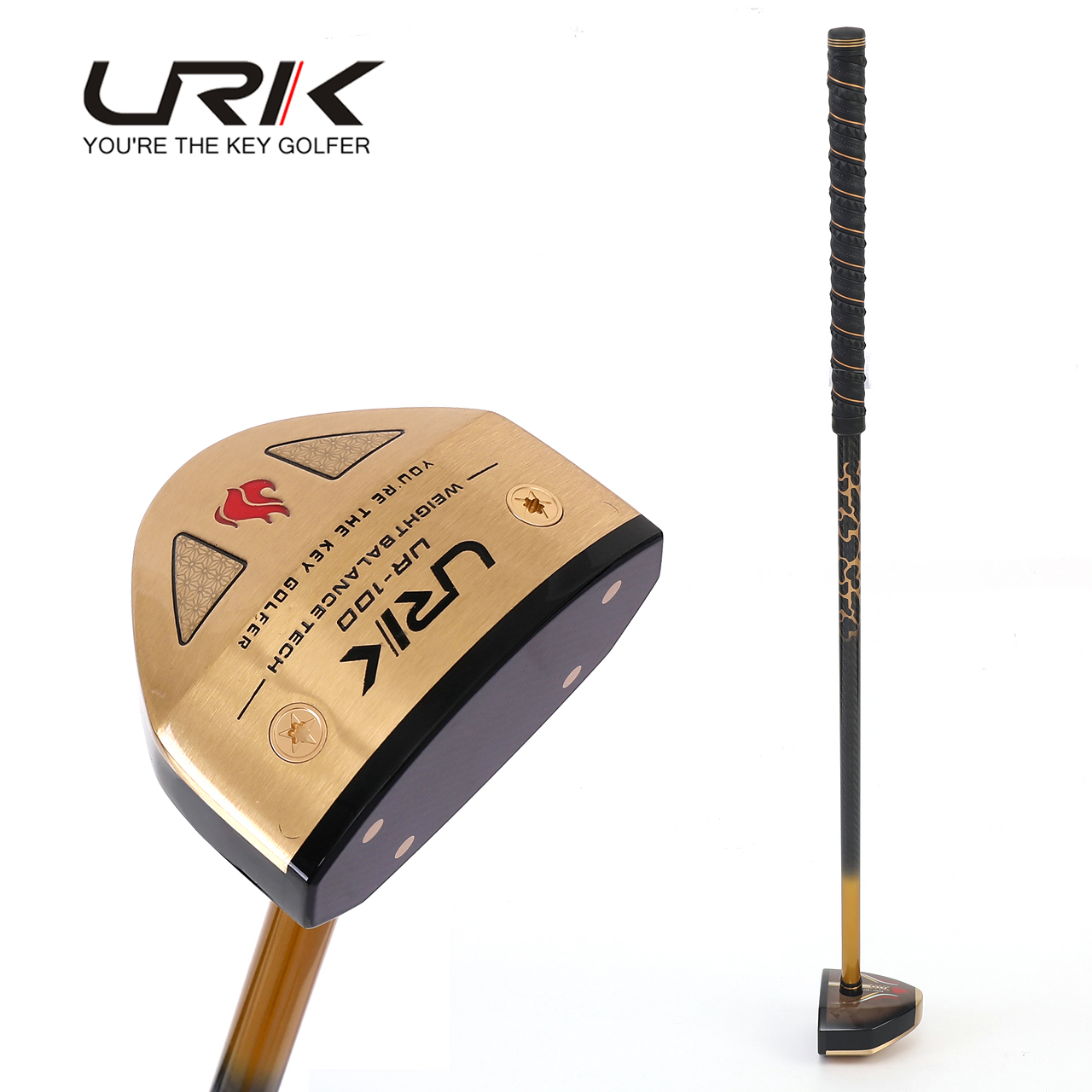 Park Golf Club with Genuine Leather Wrapped Anti Slip Grip Weight Screws Low Center of Gravity Gold Foil Stamped Patterns