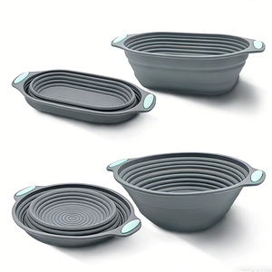 Bol de levée de pâte ovale pliable en silicone de qualité alimentaire <span class=keywords><strong>avec</strong></span> poignées antidérapantes pour la cuisson (vente en gros) - Product Image 5