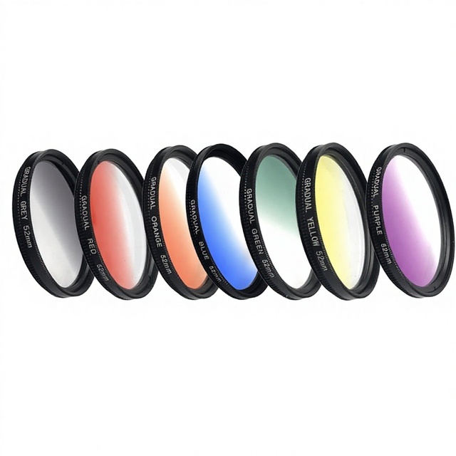 52mm Graduated Neutral Density Filter Gray Red Yellow Colors for DSLR/Mirrorless Cameras Smartphones-Light Ratio Balancing