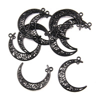 Breloques connecteurs célestes vintage bohèmes en alliage métallique, motif lune évidée, pour la création de bijoux (colliers, bracelets, boucles d'oreilles)