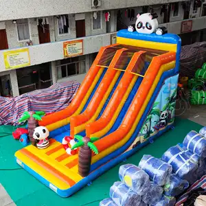 Party Inflatables Wholesale Panda Beach Party Bounce House Inflatable Giant Slide Fun City Outdoor Slide