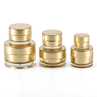 Ensemble de pots et flacons vides en plastique pour crème et lotion, en acrylique doré multi-capacités avec tête de pompe et couvercle transparent